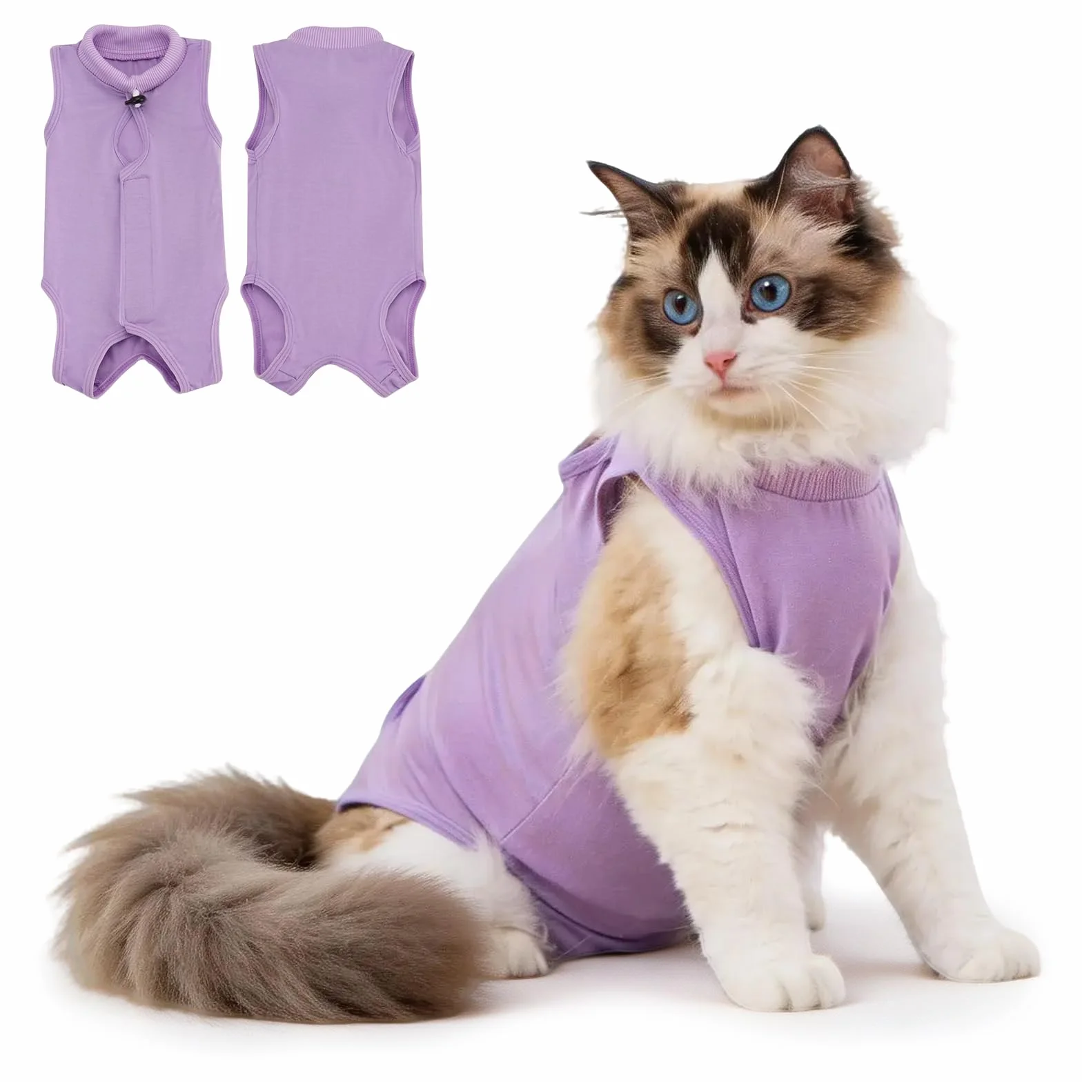 Avont Body De Recuperación para Gatos, Mono Suave para Después De Cirugía, Alternativa Transpirable para Gatas Esterilizadas, Cuidado De Heridas En La Piel, Color Púrpura, Talla S