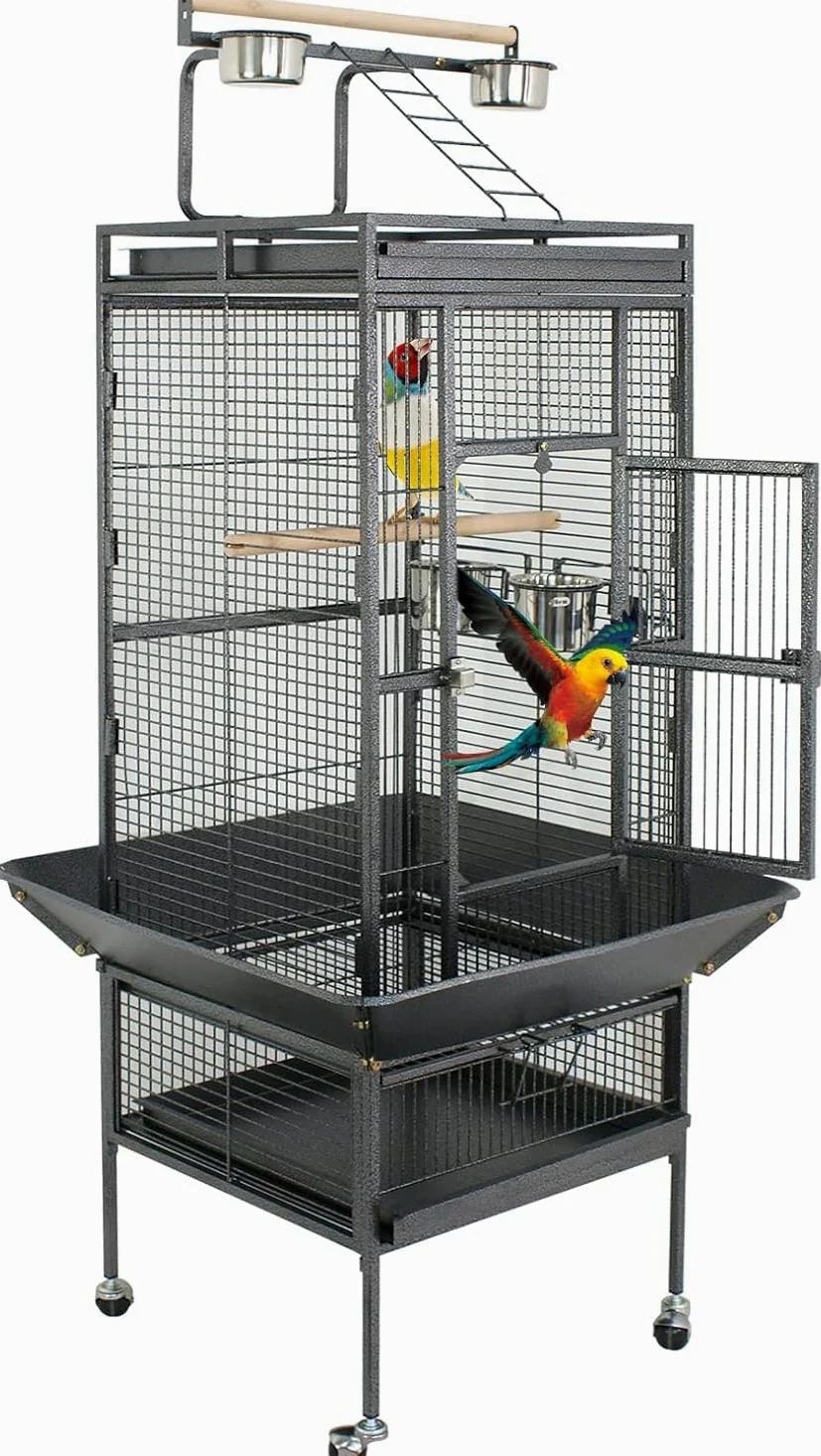 Jaula para Pájaros, Transportín Versátil para El Hogar Y Los Viajes, Fácil De Guardar, Ideal para Cacatúas, Loros, Periquitos, Cotorras, Cotorras, Palomas Y Otras Aves Black