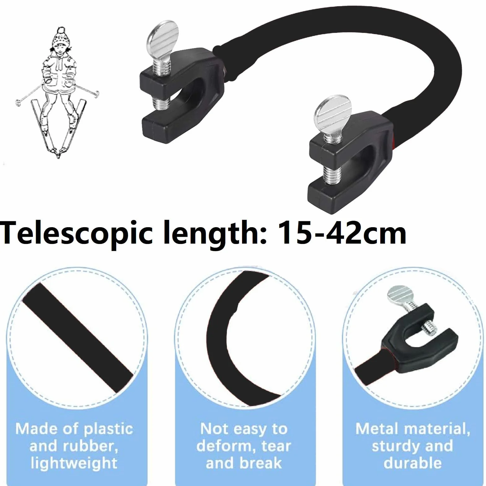 Entrenador de Conector de Punta de Esquí y Snowboard para Principiantes, Ayuda a Controlar la Velocidad (Negro)