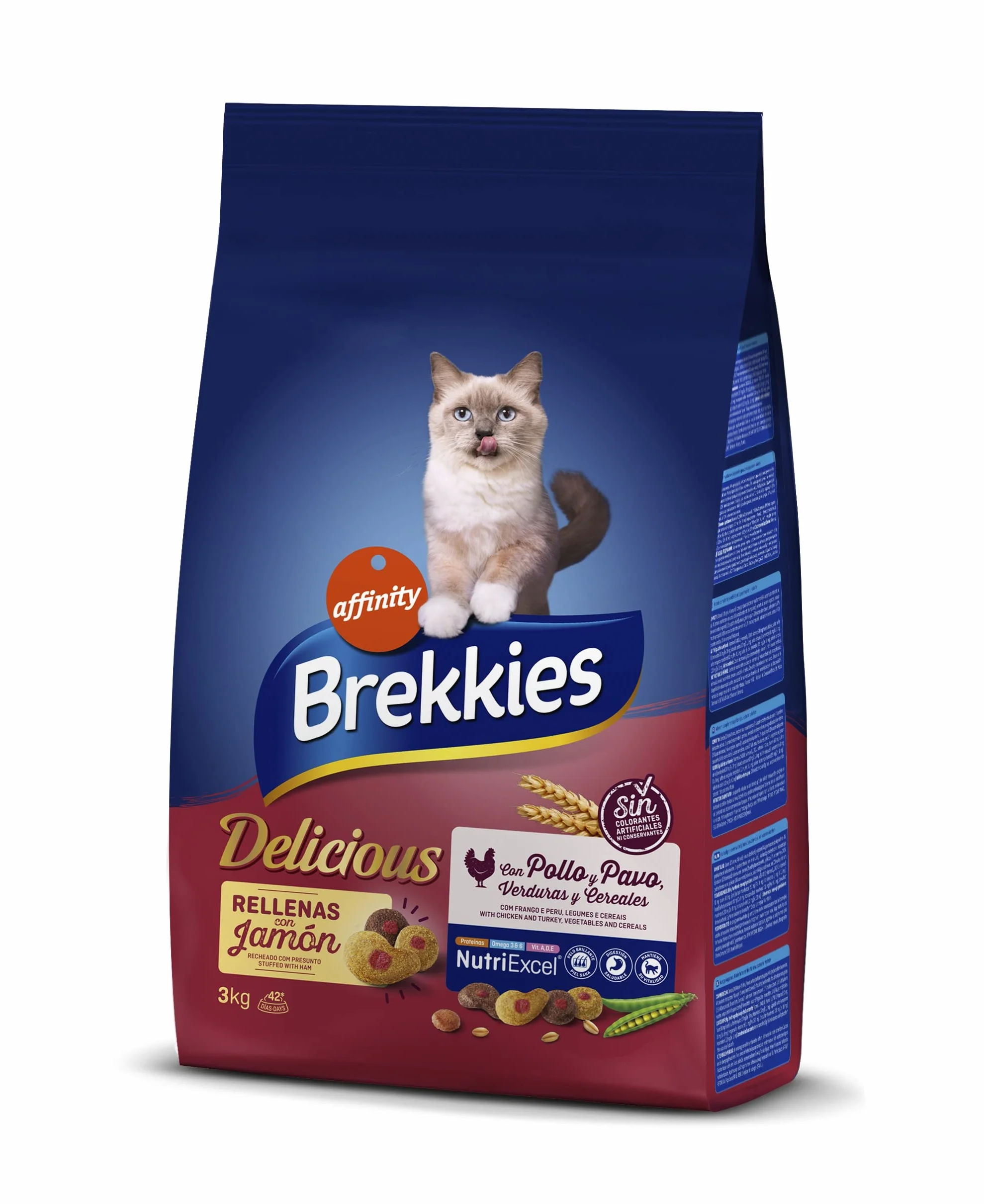 Brekkies Pienso para Gatos Delicious con una Selección de Aves y Verduras - 3000 gr