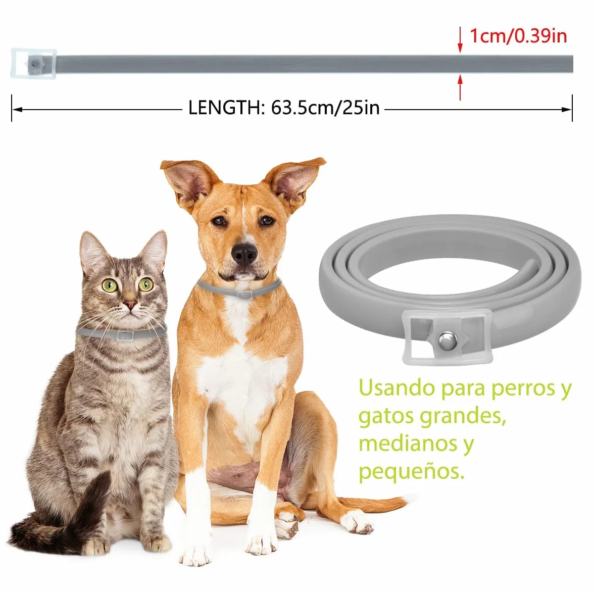 DEWEL Collar Antiparasitario para Perros 63,5 cm Gris 1 Unidad 8 Meses Protección