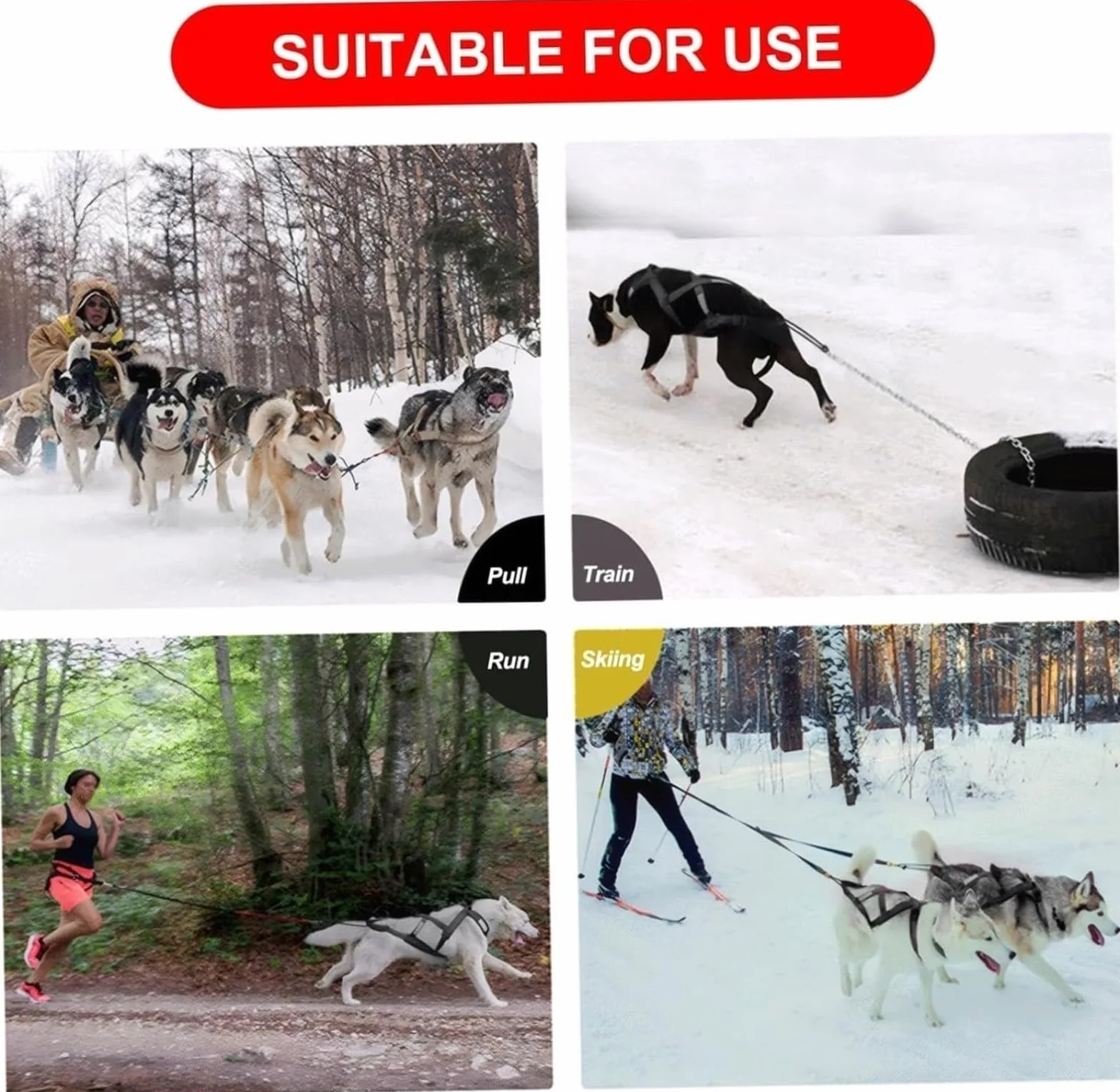 Arnés de tracción para Perro Husky para Ejercicio de Trineo y Ciclismo