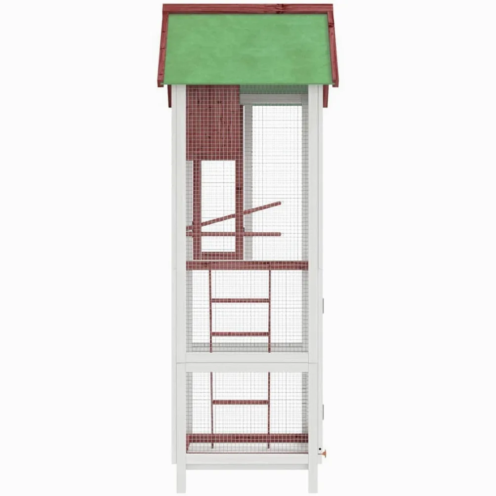 Pajarera de madera de pino maciza, 60 x 58,5 x 160 cm, con techo impermeable, nido y perchas, espacioso para loros, periquitos, canarios y como pajarera