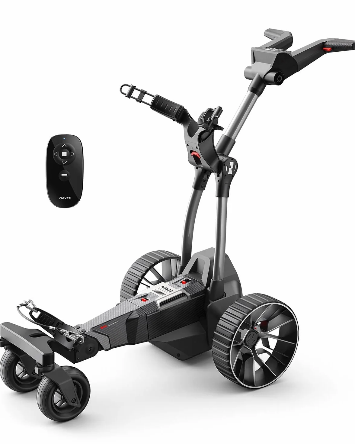 NAVEE Birdie 3X Carrito de Golf Eléctrico con Seguimiento Automático, Batería 36 Hoyos, Ruedas Todoterreno, Plegable