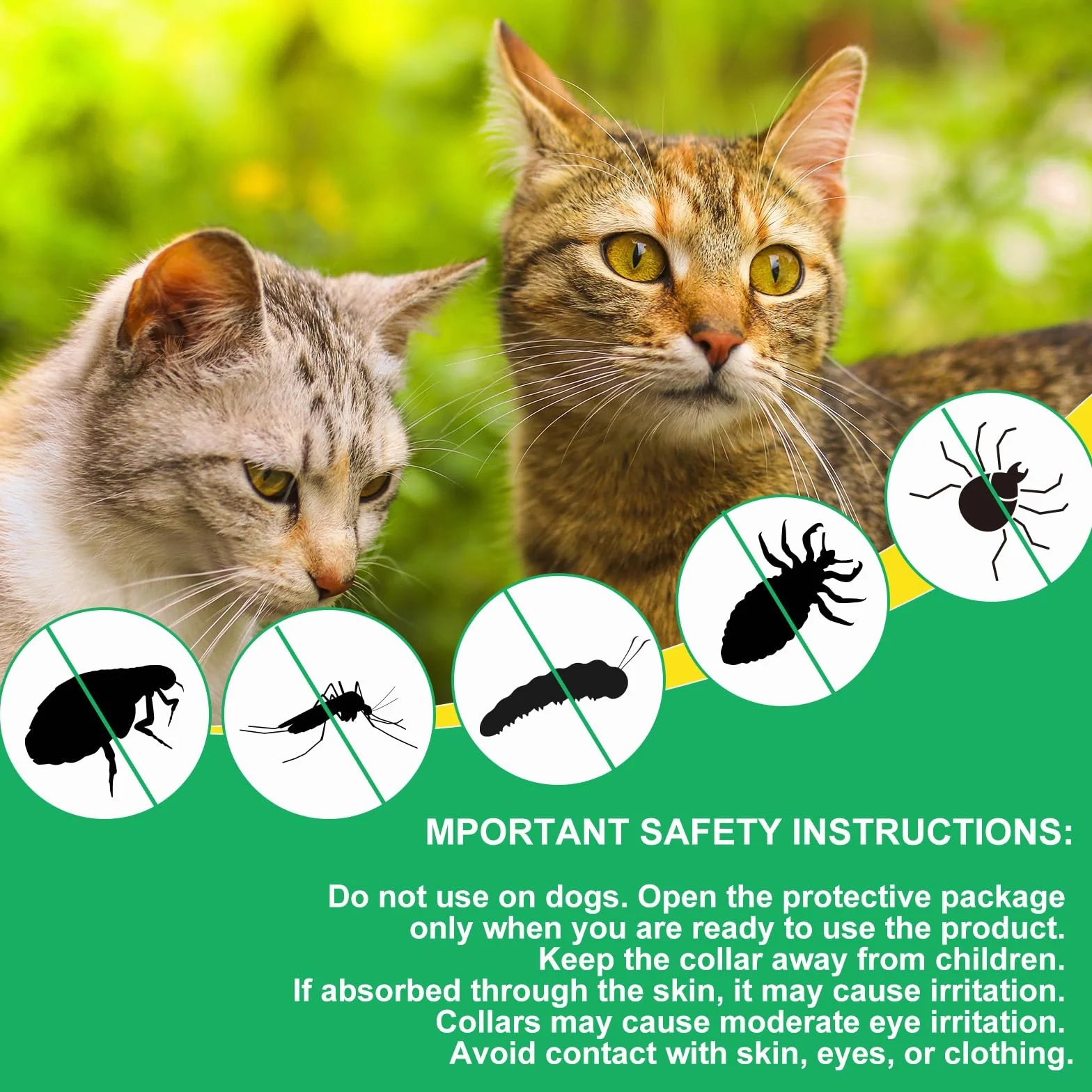 Collar Antiparasitario Gatos, Antipulgas Gatos 4 Piezas con 24 Meses de Protección Efectiva, Tratamiento de Pulgas Gato, Impermeable, Ajustable, para Gatitos, Gatos Grandes