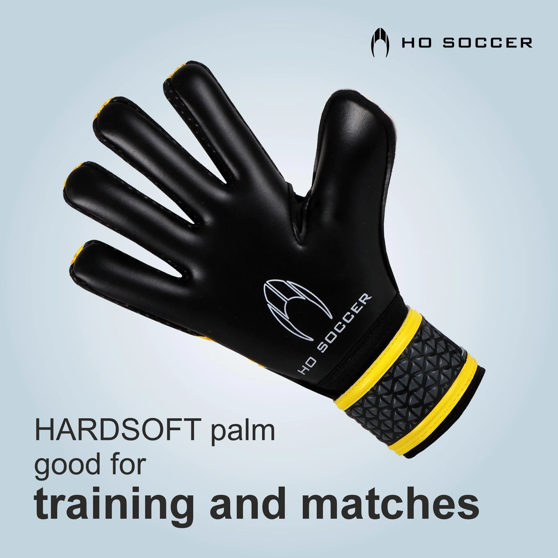 HO Soccer HG Initial NG HARDGROUND Guantes de Portero, Negro/Amarillo
