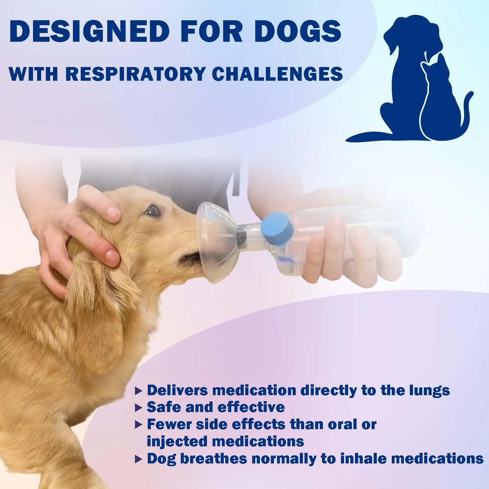 cámara de inhalación para Gatos o Perros con máscaras de 2 tamaños, cámara de Aerosol con indicador de Flujo de respiración, Compatible con Cualquier MDI