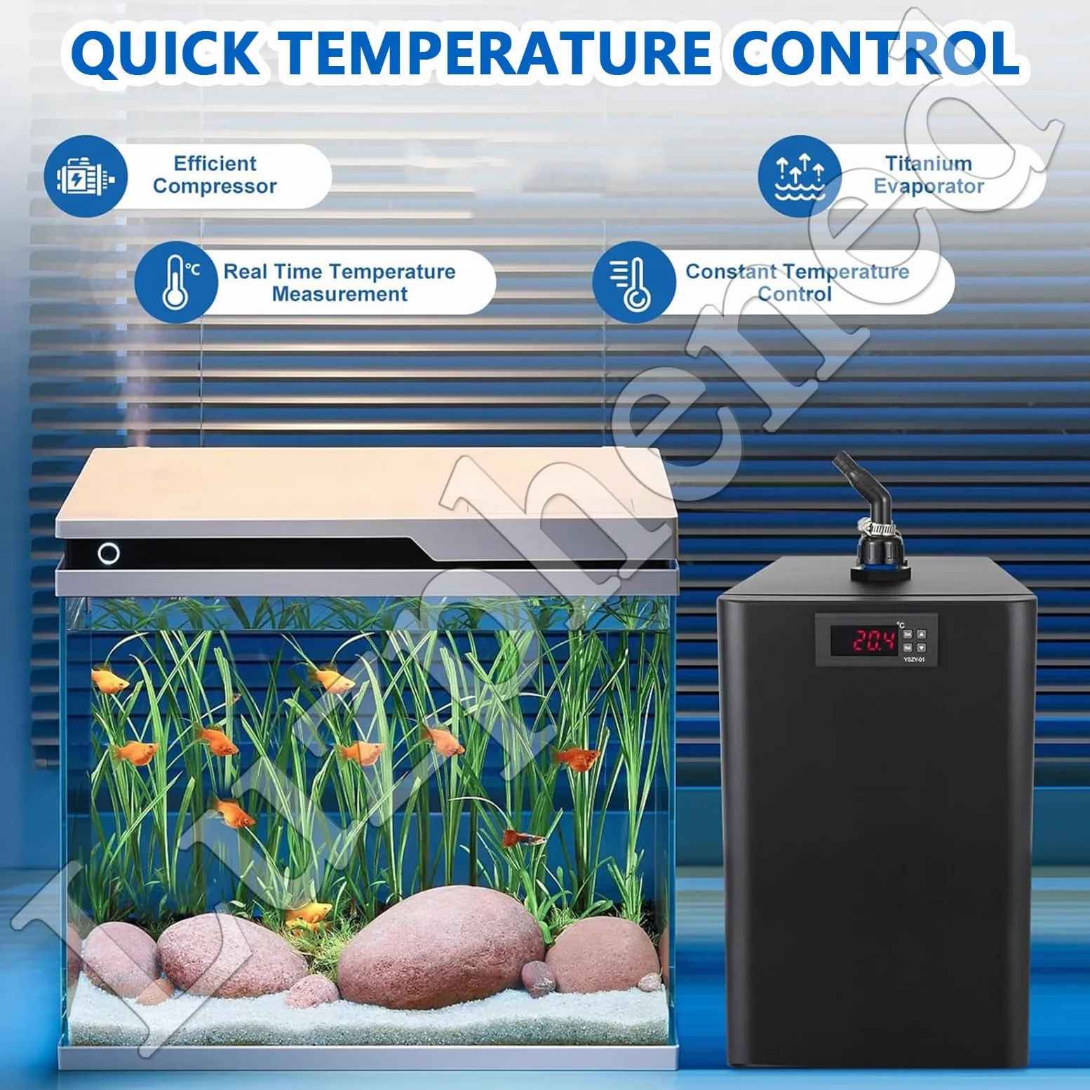 Sistema de refrigeración de acuario enfriador de agua con función de circulación, ideal para hidroponía, peceras, malezas, ajolote, medusas, coral y camarones, 160 L a 500 L