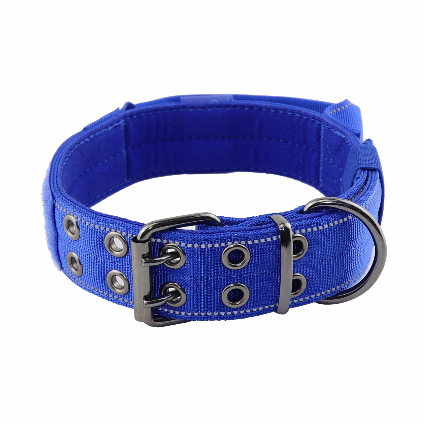 Collar reflectante para perro, collar táctico resistente con mango de control y hebilla de metal para entrenamiento de perros (M,azul)