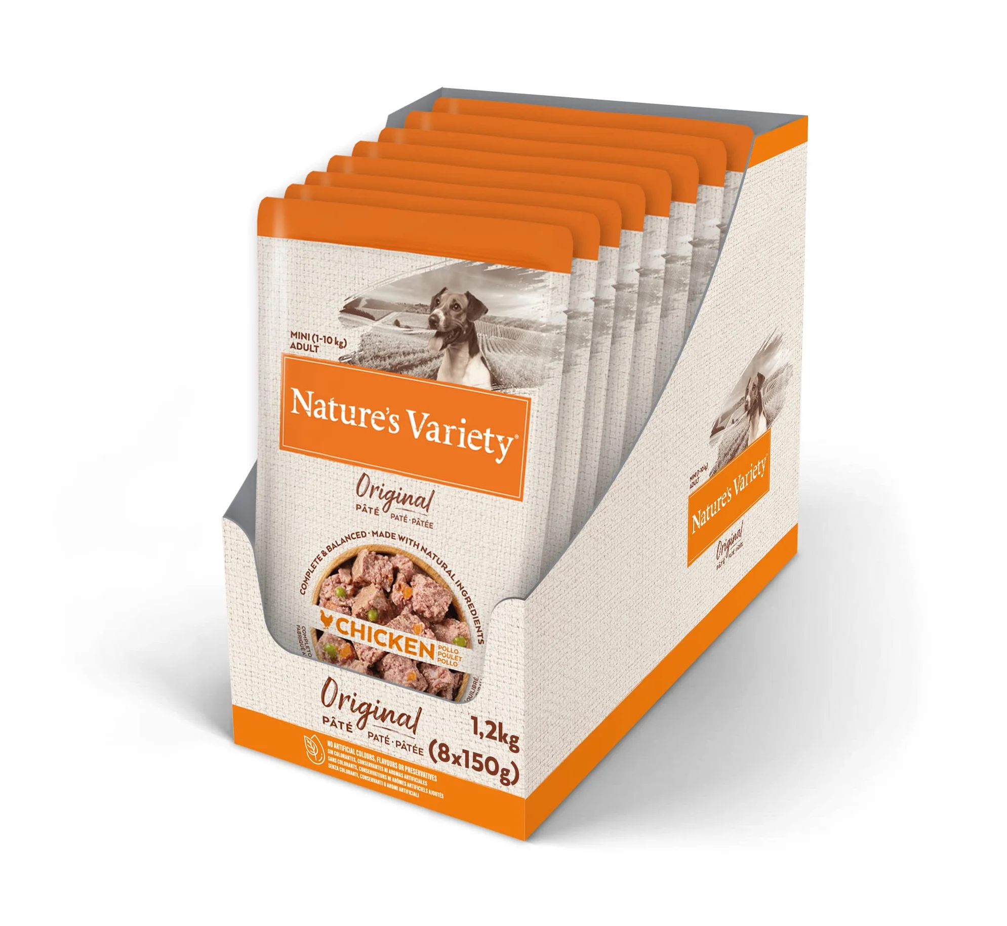 Nature's Variety Original No Grain Paté para Perros Adultos Mini con Pollo Caja 8 x 150 g