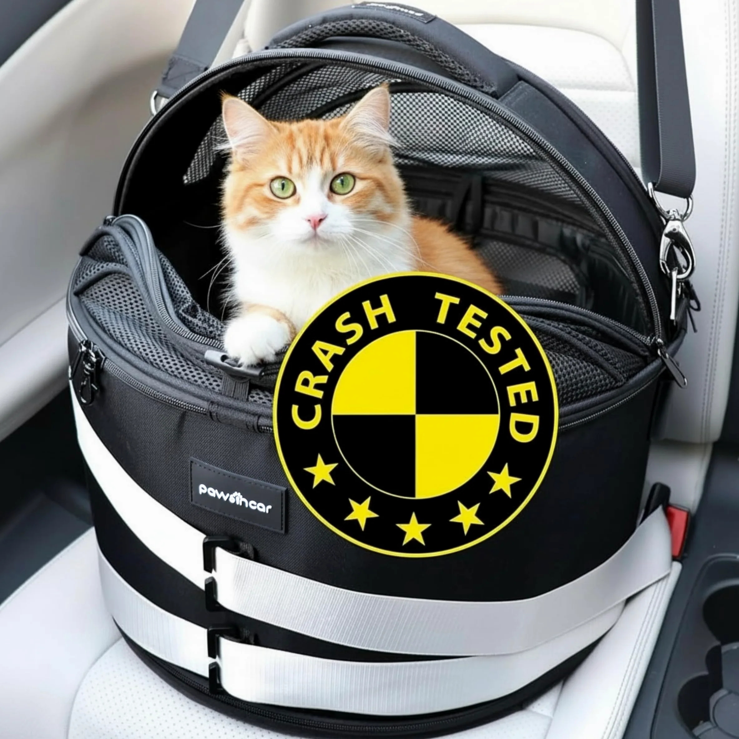 Asiento de coche portátil 3 en 1 para perros pequeños, cama para gatos y transportador de mascotas, certificado CPS para protección contra choques y viajes seguros (negro)