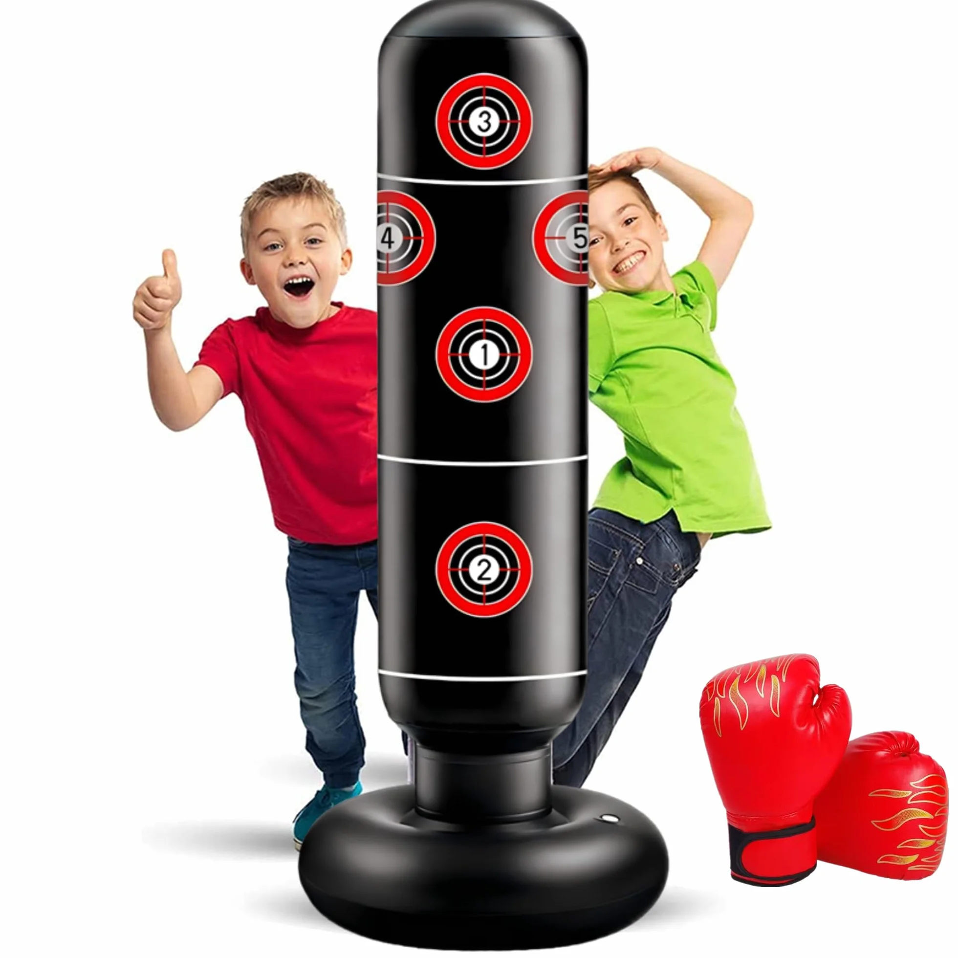 Saco de Boxeo Inflable 165cm para Niños con Guantes MMA Karate Taekwondo 2025