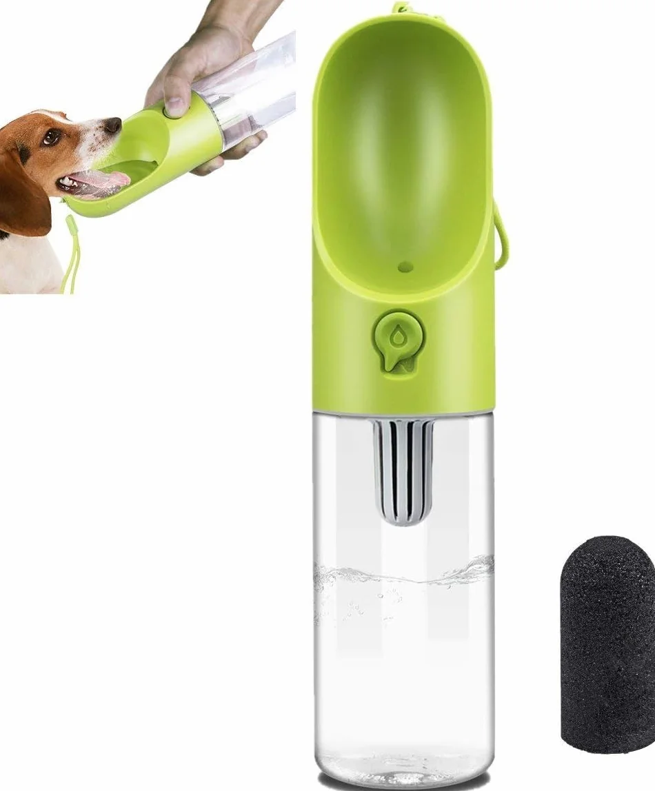 Botella de Agua para Perros para Caminar-Dispensador de Agua para Mascotas Moda Antibacterial portátil para Perros Viaje Botella para Beber Agua(Verde)
