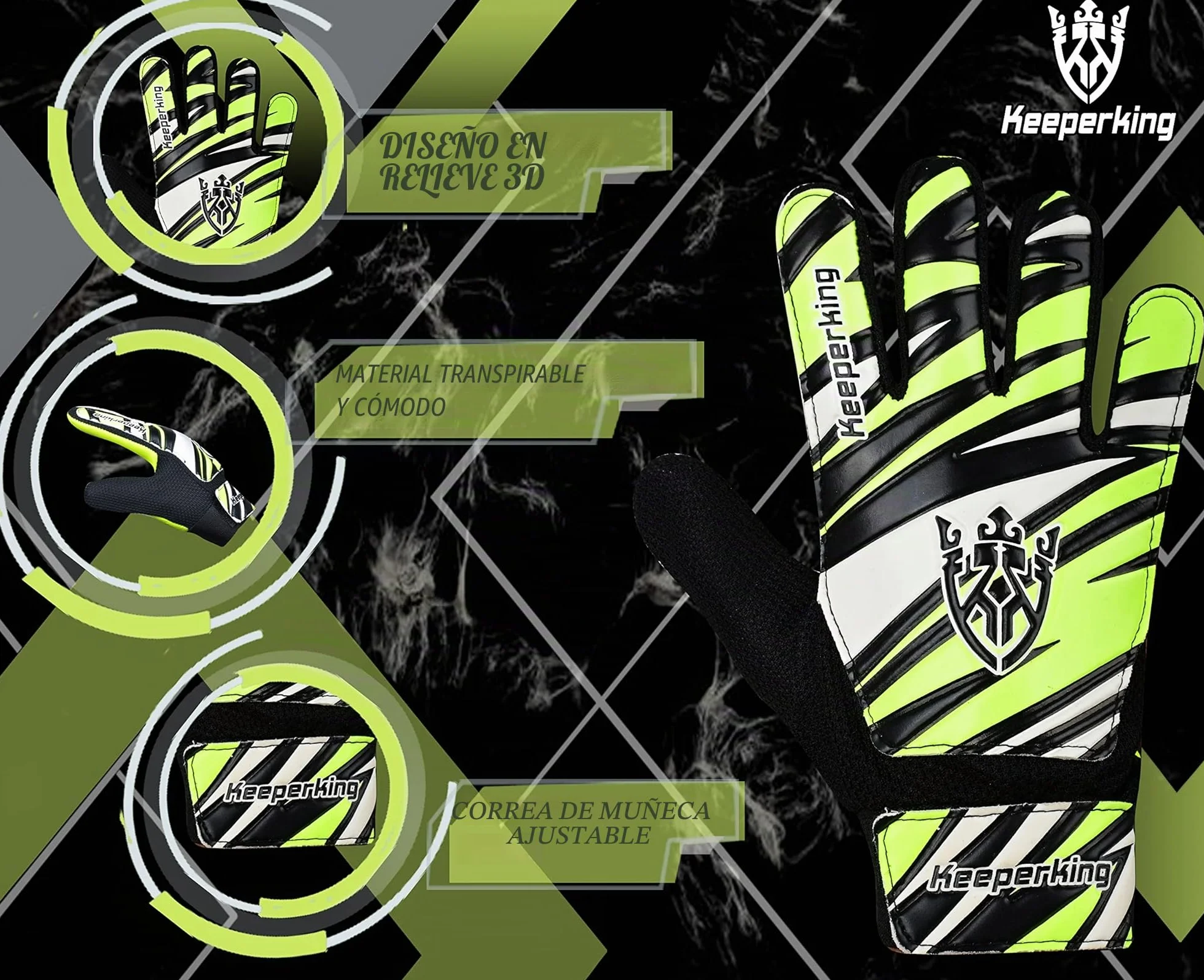 Keeperking Guantes de Portero Fútbol Talla 4-7