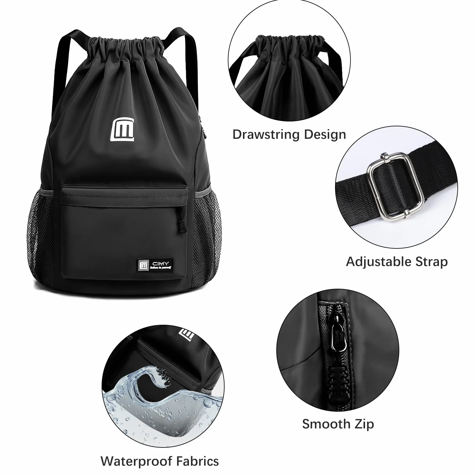 Mochila de Cuerdas Impermeable Gran Capacidad para Mujer Hombre Deportiva