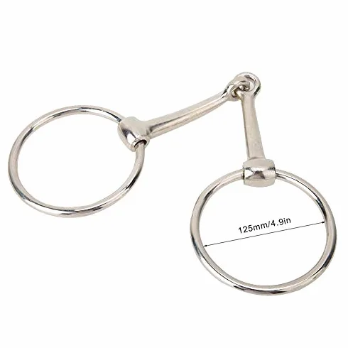 Hffheer Caballo Snaffle bit Acero Inoxidable Caballo Boca Ovalada Anillo de Caballo Flojo Boca articulada Hueca bit Accesorios ecuestres