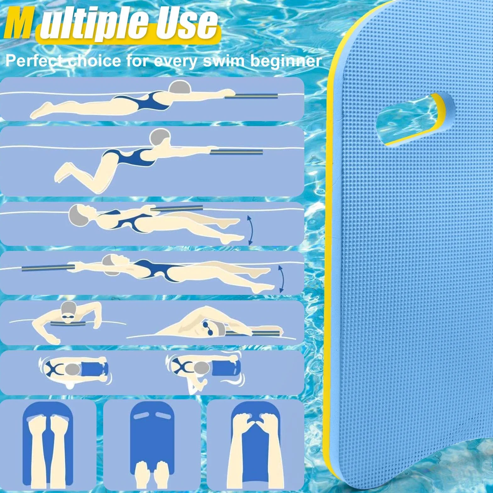 Tabla de natación Flotante Espuma EVA para Niños y Adultos con Agujeros Seguros