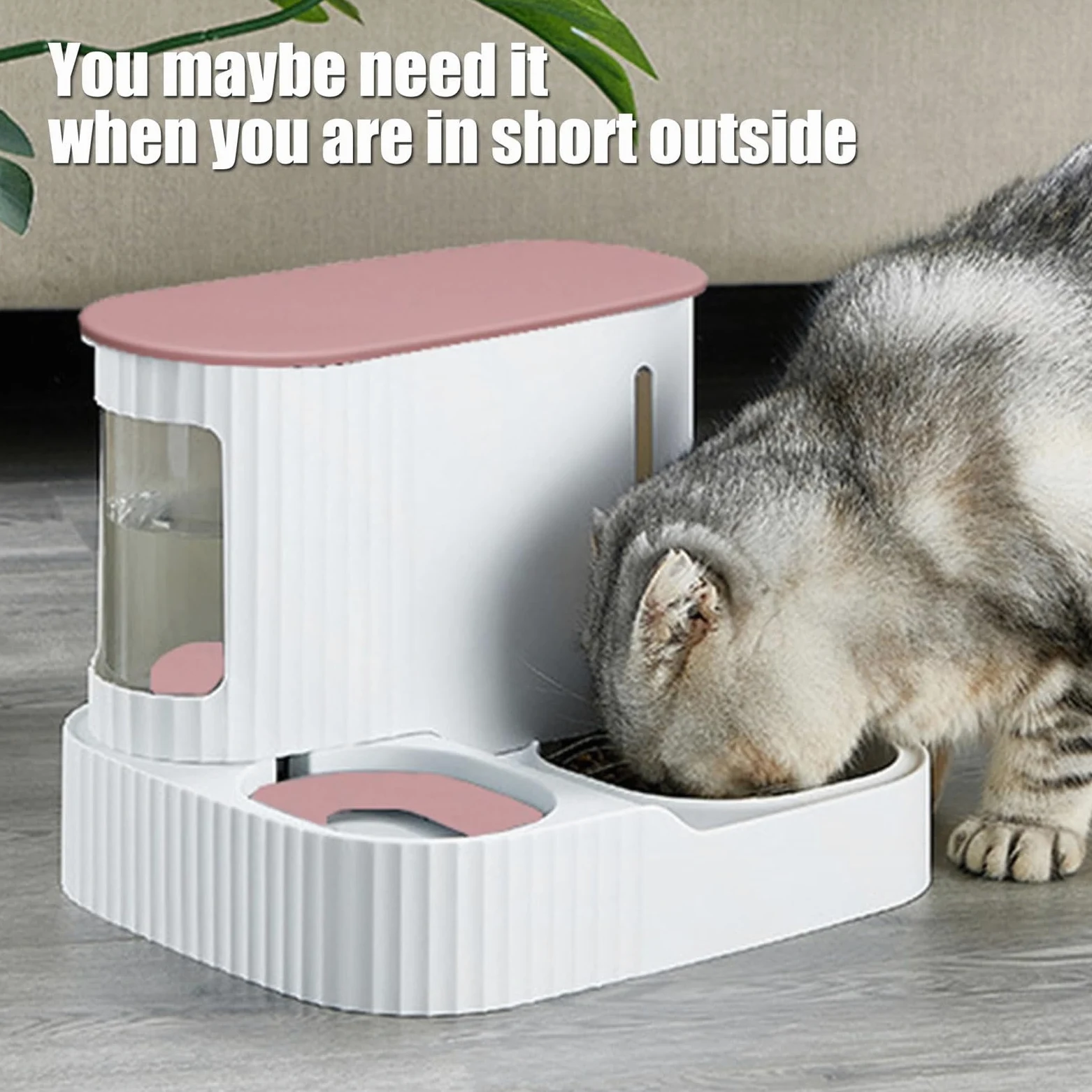 Comedero automático for Perros y Gatos, Juego de alimentación Agua for Interiores, Color Rosa