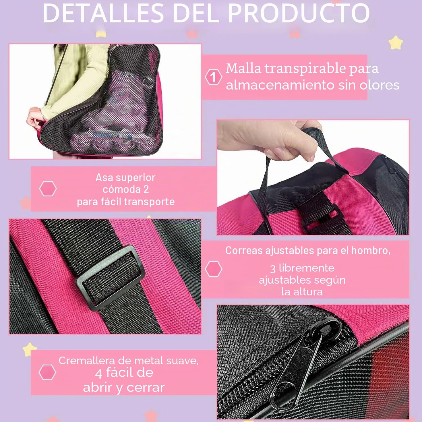 Bolsa de Patines Niña para Patinaje Artístico, Patines de 4 Ruedas y Hielo