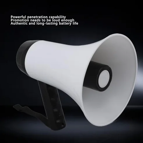 HEEPDD Megáfono Altavoz PA Bullhorn 30W Alarma Sirena Control Volumen Correa Deportes