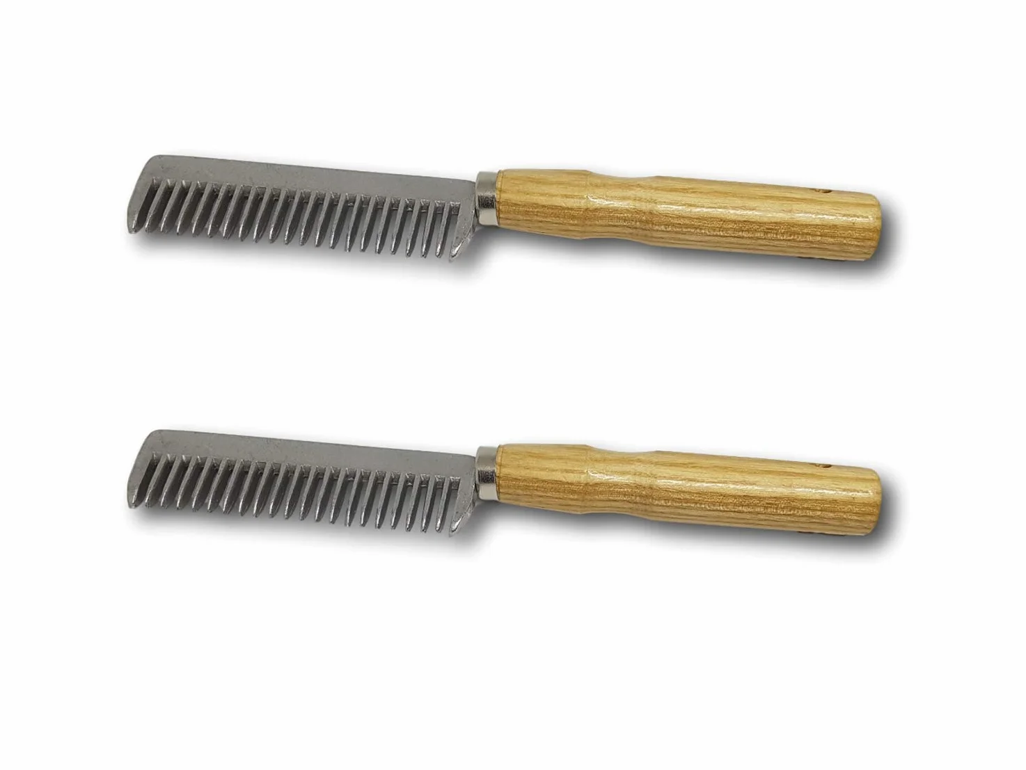 Peine para crines para caballo, burro de metal con mango de madera estable (2 x mango de madera)