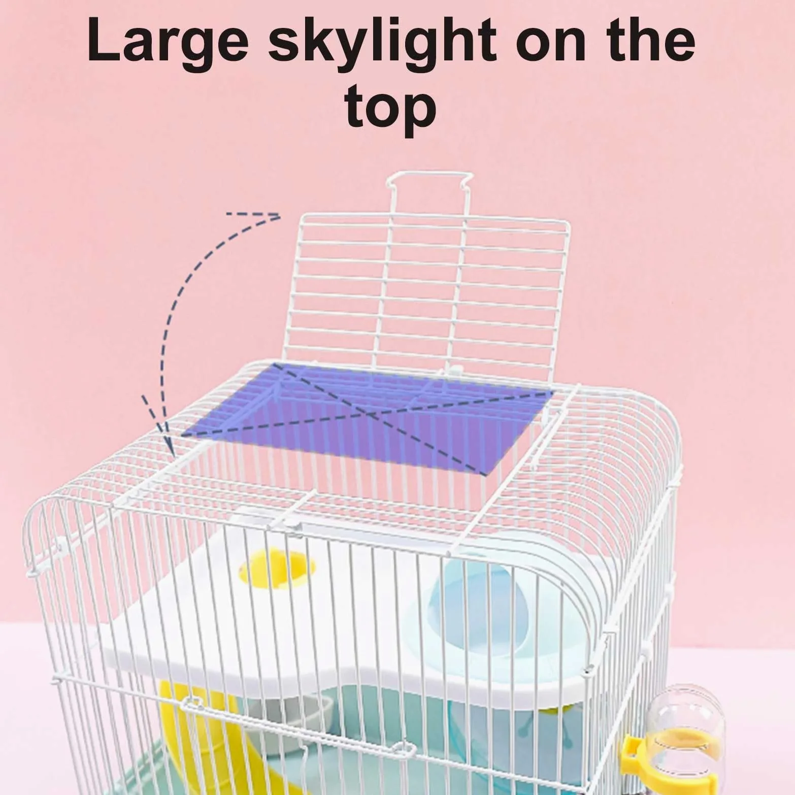 Jaula para hámster, hábitat de 2 pisos con dormitorio, hervidor, caja de comida y tobogán para animales pequeños, recinto ideal para ratones, jerbos y erizos
