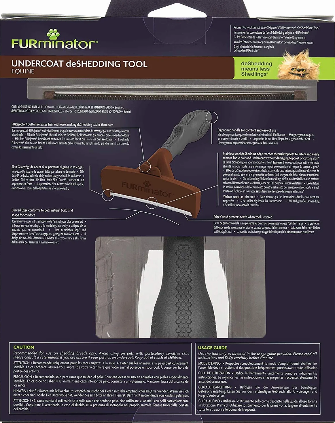 FURminator deShedding, Tool para caballos, Cepillo / Almohaza para caballos para eliminar el pelo suelto, Diseño mejorado