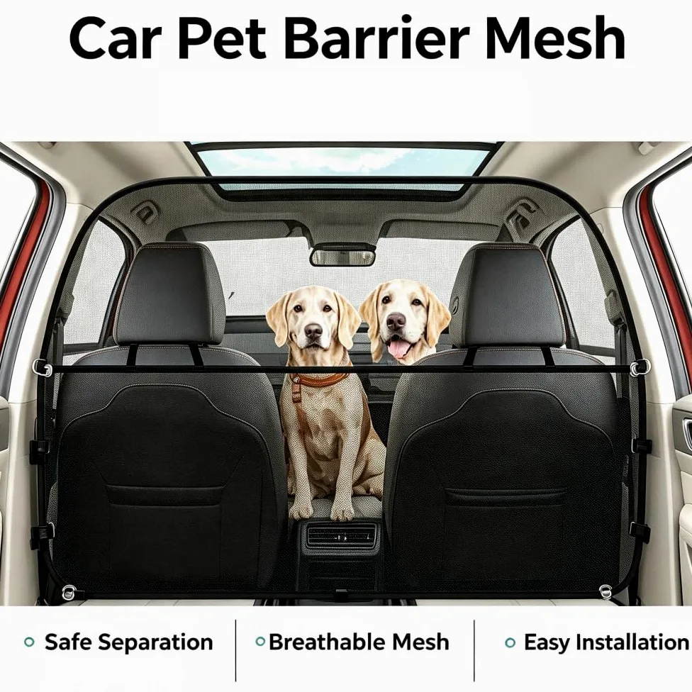 Red para Perros Coche para Subaru Impreza 2.0i 2010-2016 | Reja de Seguridad Asiento Trasero, Barrera de Divisor Mascotas Asientos Traseros Ajustable