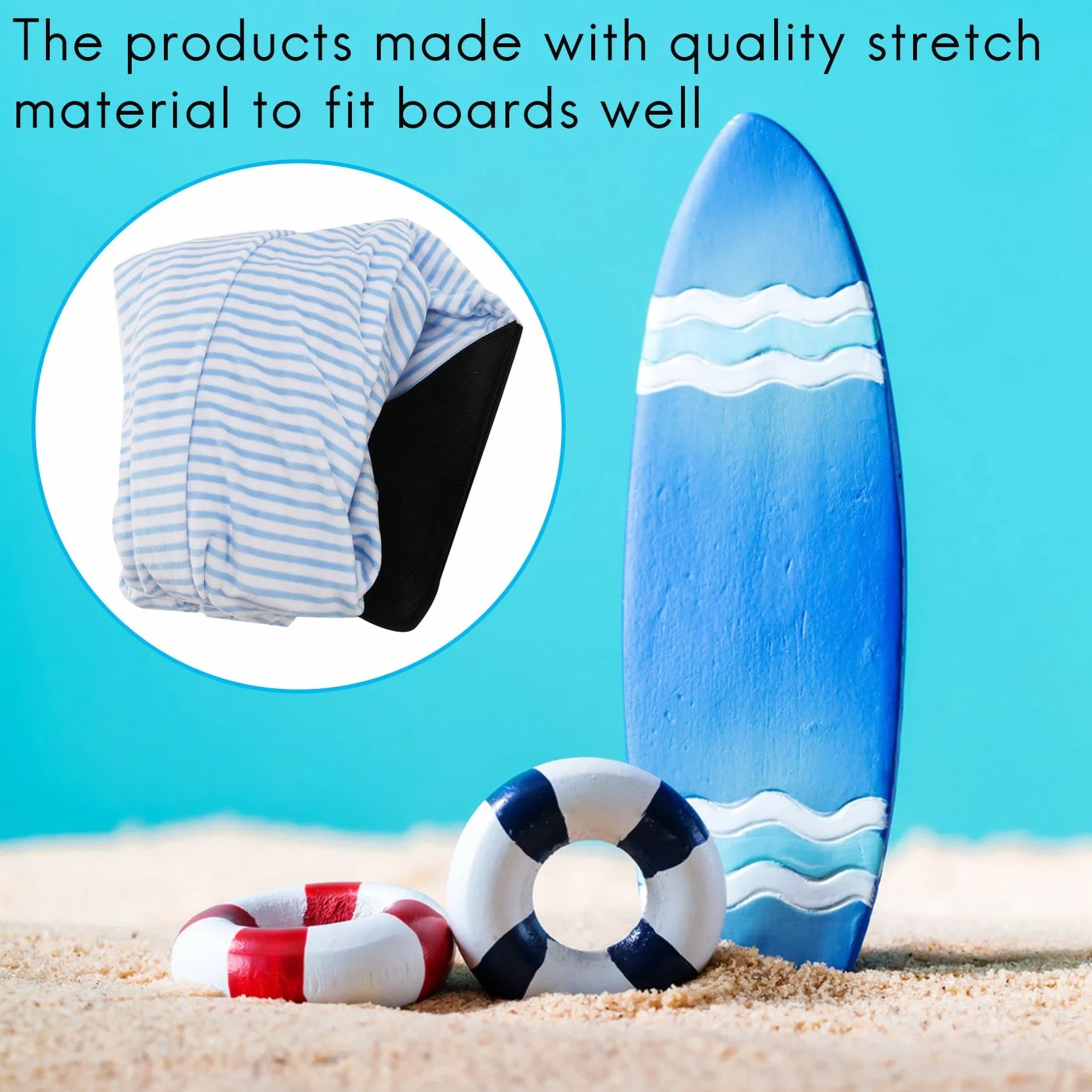 Tabla de surf 6 pies rayas azules y blancas bolsa de protección maleta de almacenamiento