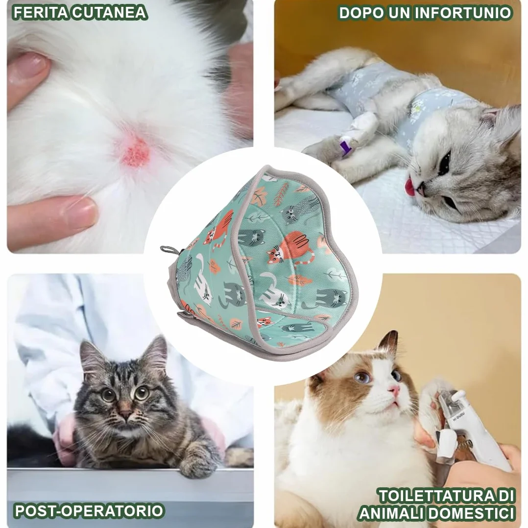 Collar Isabelino Gatos Ajustable,Cono Suave del Cuello Elizabethan, Suave Collar Recuperación Gato para Después de la Cirugía y Lesiones,Collar Isabelino Perro Pequeño (verde, M)