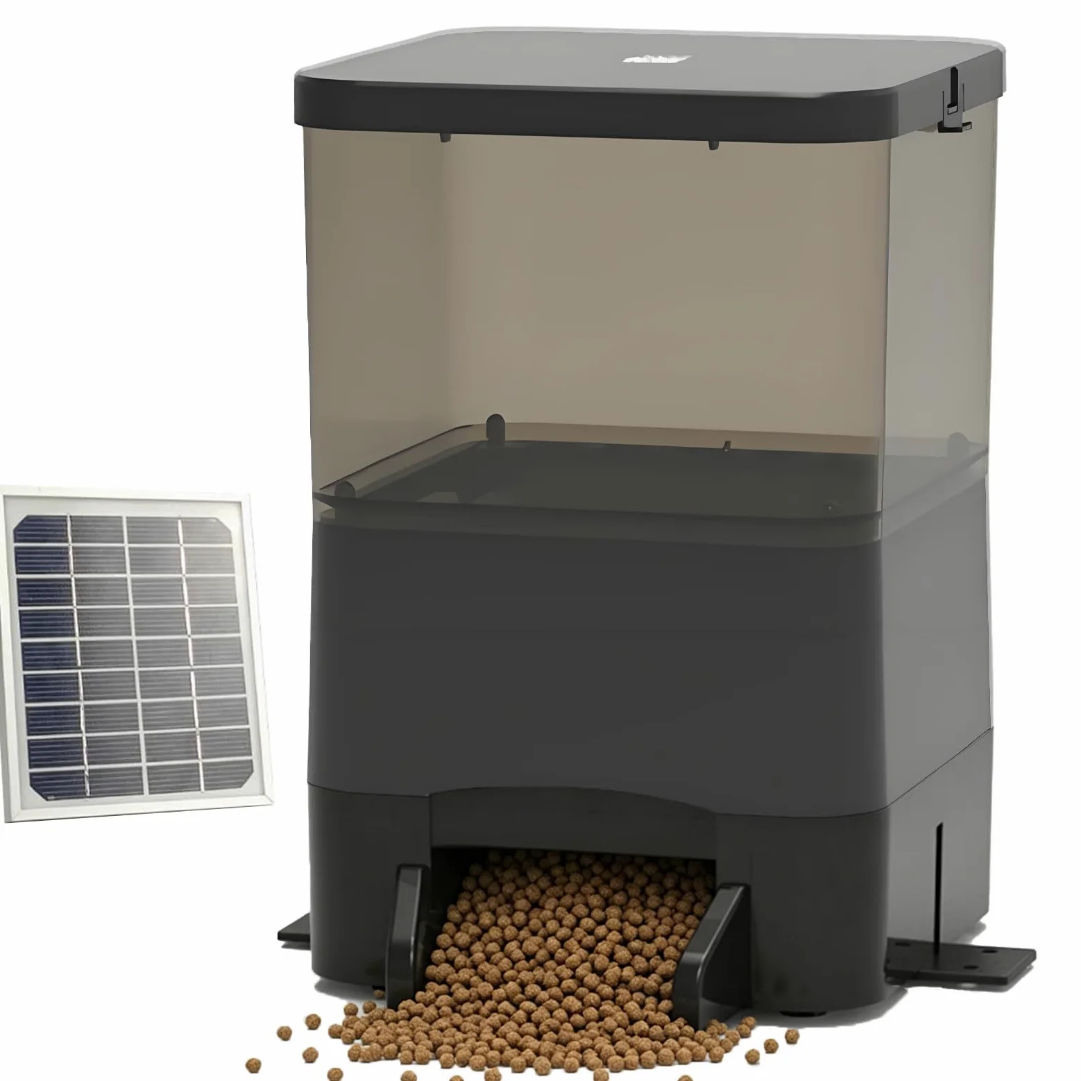 Alimentador Automatico Acuario Garnelen Versteck Aquarium Adecuado para Piensos en Gránulos de 1-20mm Diseño Antirrobo para Estanques Domésticos Acuicultura Comercial Y Criadores de Peces Black