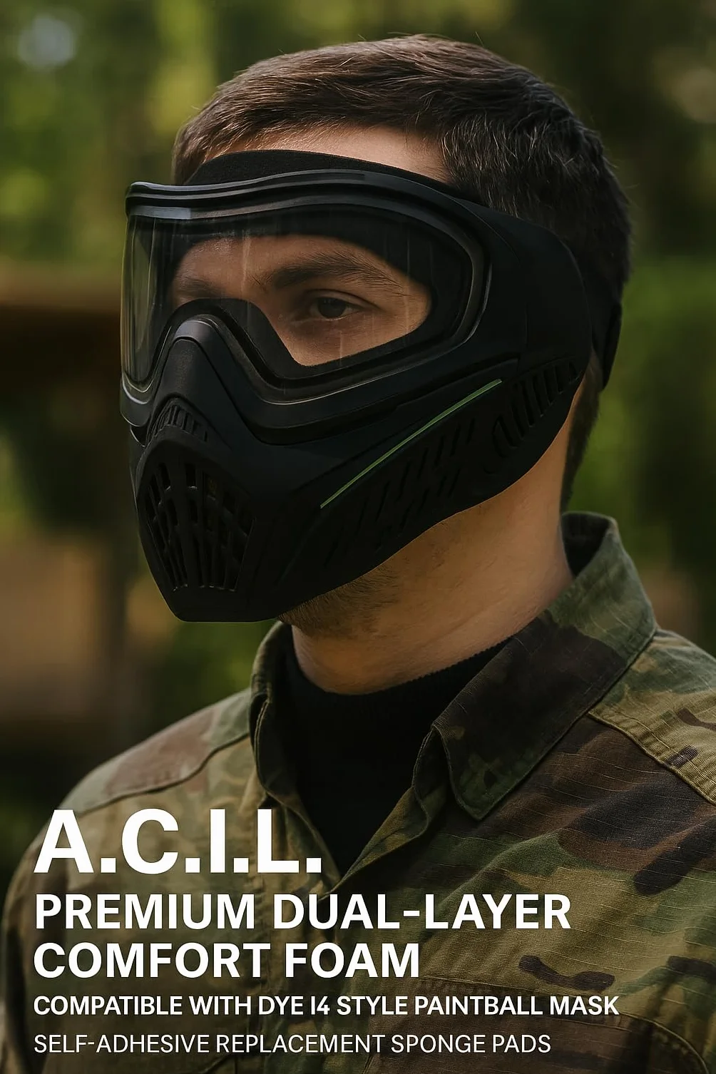 A.C.I.L. Almohadillas de esponja de repuesto negras compatibles con máscara DYE I4 doble capa