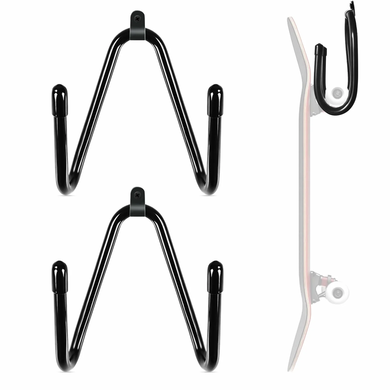 Soporte Skate Pared, Tabla Snowboard de Pared para Monopatines, Snowboards y Esquís, Gancho Almacenamiento, 1 Par