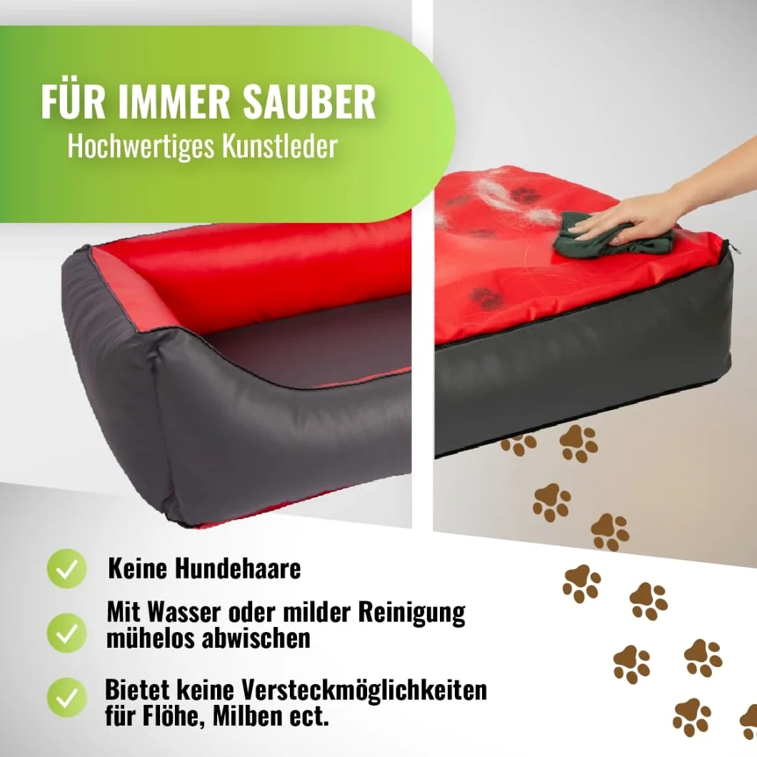Cama para perros CopcoPet Rocco 2 en 1, impermeable y de piel sintética, con colchón de plástico para perros con espuma de copos o espuma viscoelástica ortopédica
