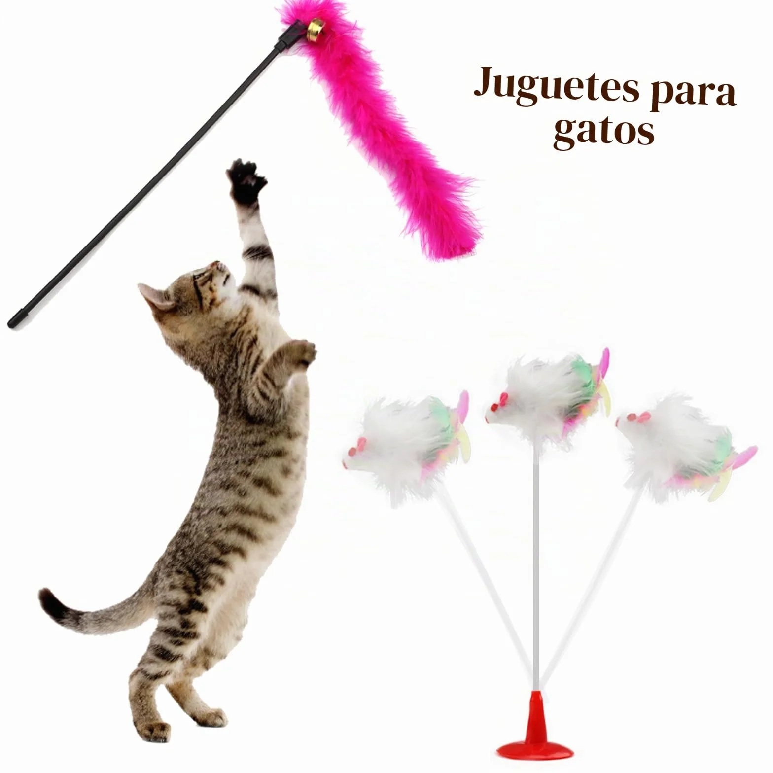 QUOZUO Paquete variado de 32 juguetes para gatos: bolas de gato, plumas, ratones, bolas arrugadas, juguetes de hierba gatera para gatitos de interior