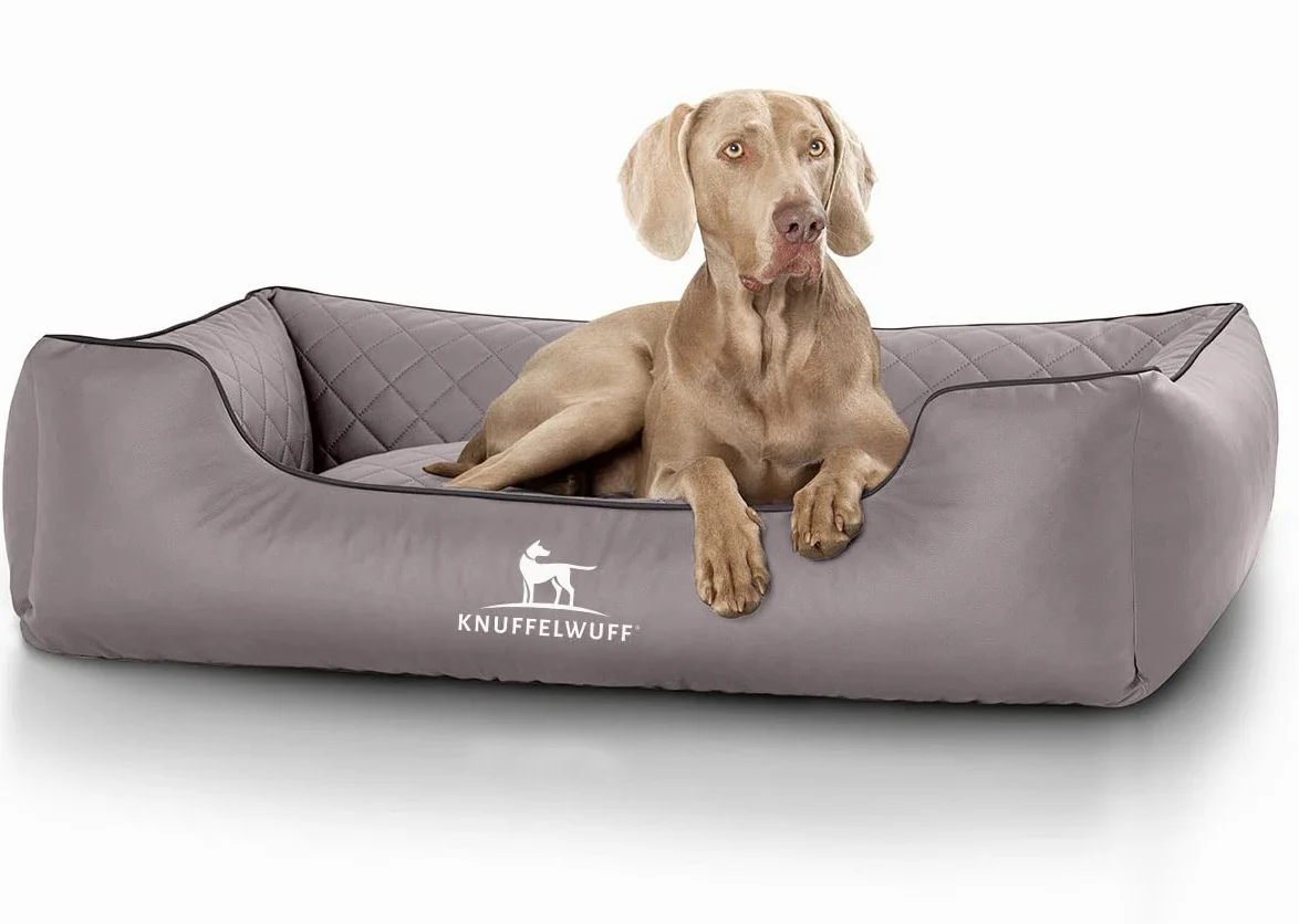 Knuffelwuff 13979-010 Madison - Cama ortopédica para Perros de Piel sintética Acolchada con láser, 105 x 75 cm, Color Gris