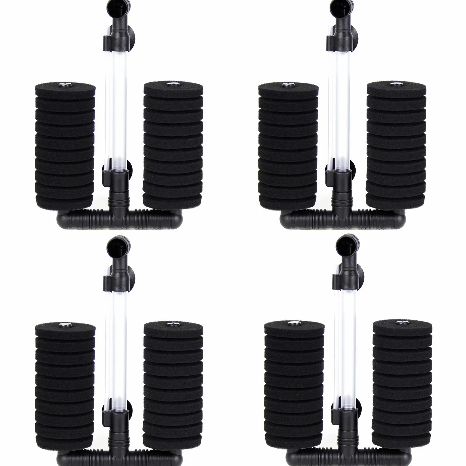 AQUANEAT - Filtro de esponja doble para freír Betta camarones Nano acuario acuario tanque de hasta 55 galones, 4 unidades