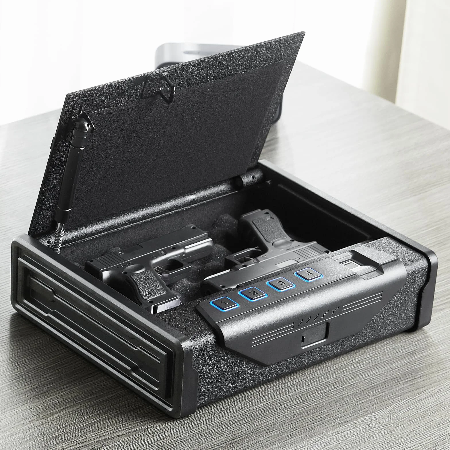 VEVOR Caja Fuerte Biométrica para Pistola de Acero 2 Pistolas 26x18x5 cm