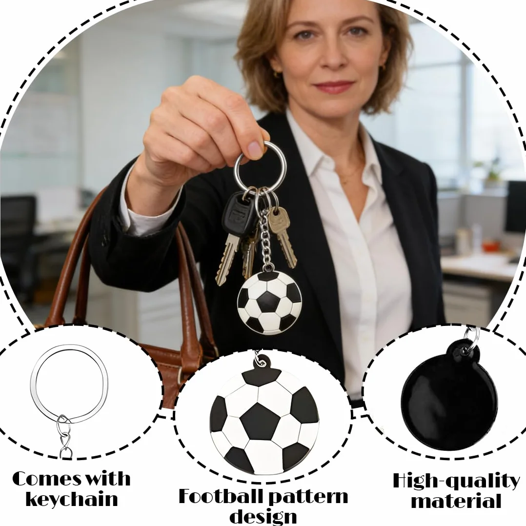 Llaveros de PVC con forma de balón de fútbol para bolsos y mochilas