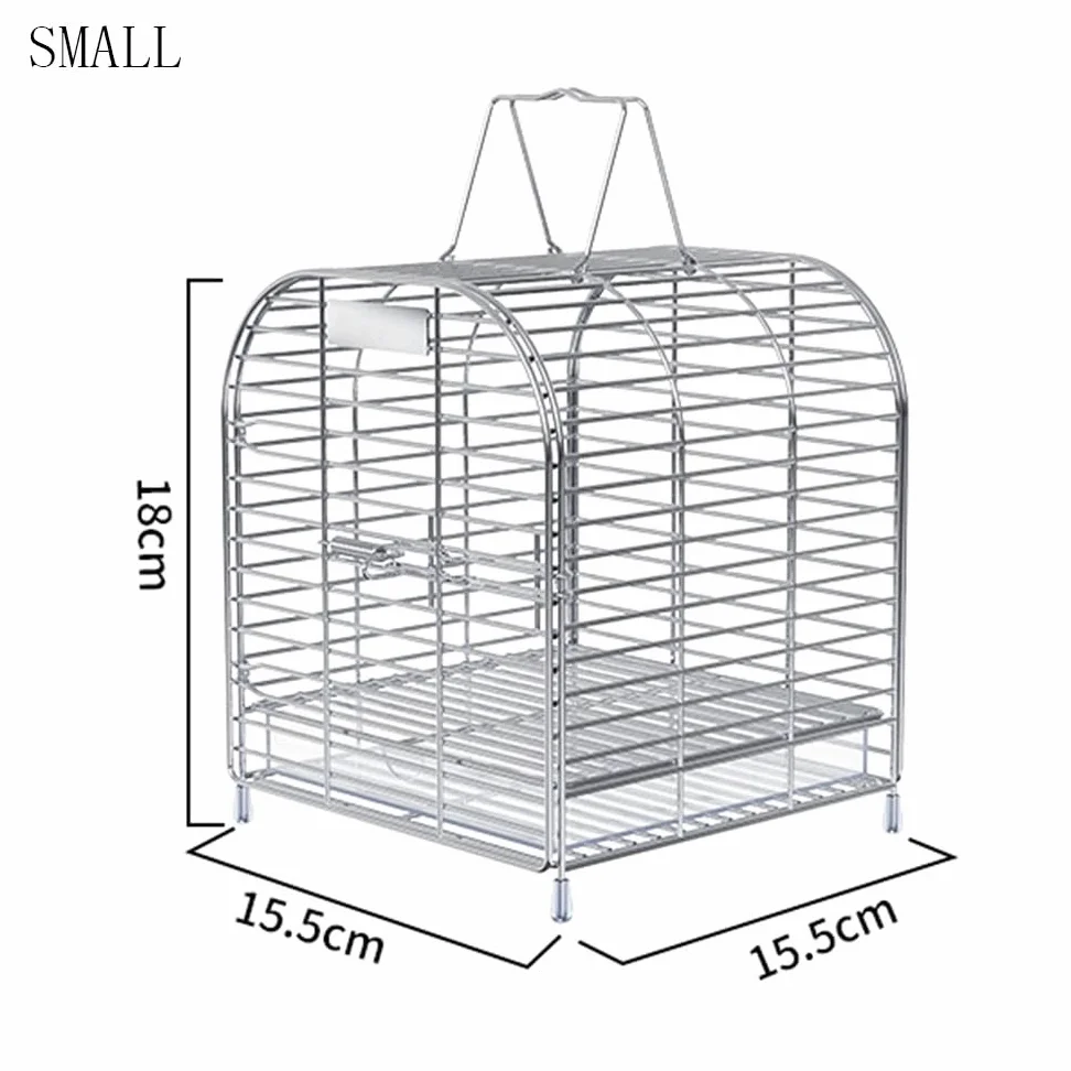 pajarera Jaula portátil de Acero Inoxidable for pájaros, Ideal for Llevar Mascotas al Aire Libre, como Loros, gorriones Java y Canarios