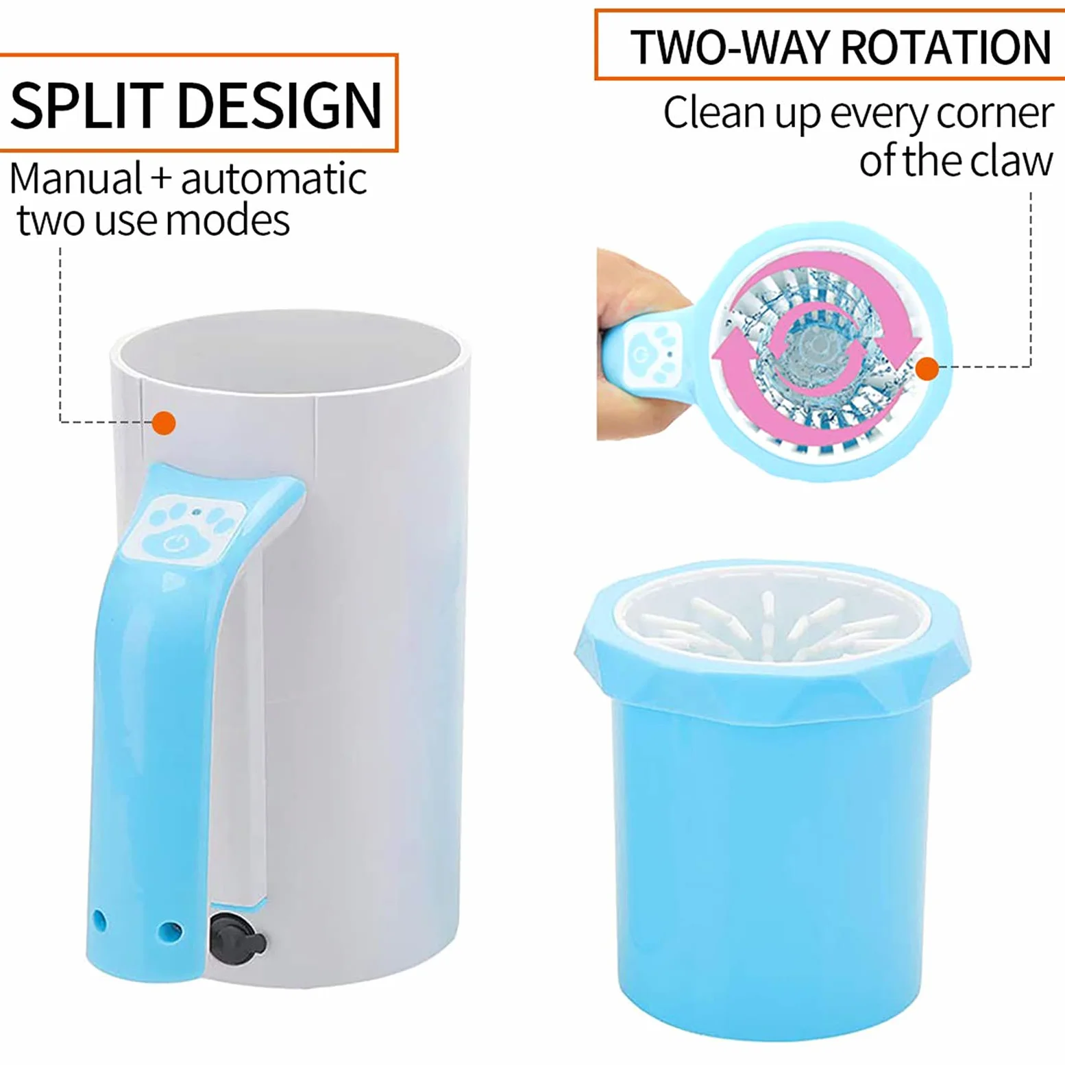 Limpiador de patas para perros, Cepillo de silicona suave for patas perro con toalla for perros medianos y grandes, limpiador sucias embarradas | Blue