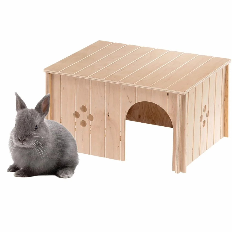 Ferplast Caseta de Madera para Conejos, Cobayas y Hámsteres SIN 4647, Madera Certificada FSC®, Ventana de Ventilación, Montaje sin Herramientas, 37 x 27,7 x H 20 cm, Talla XL