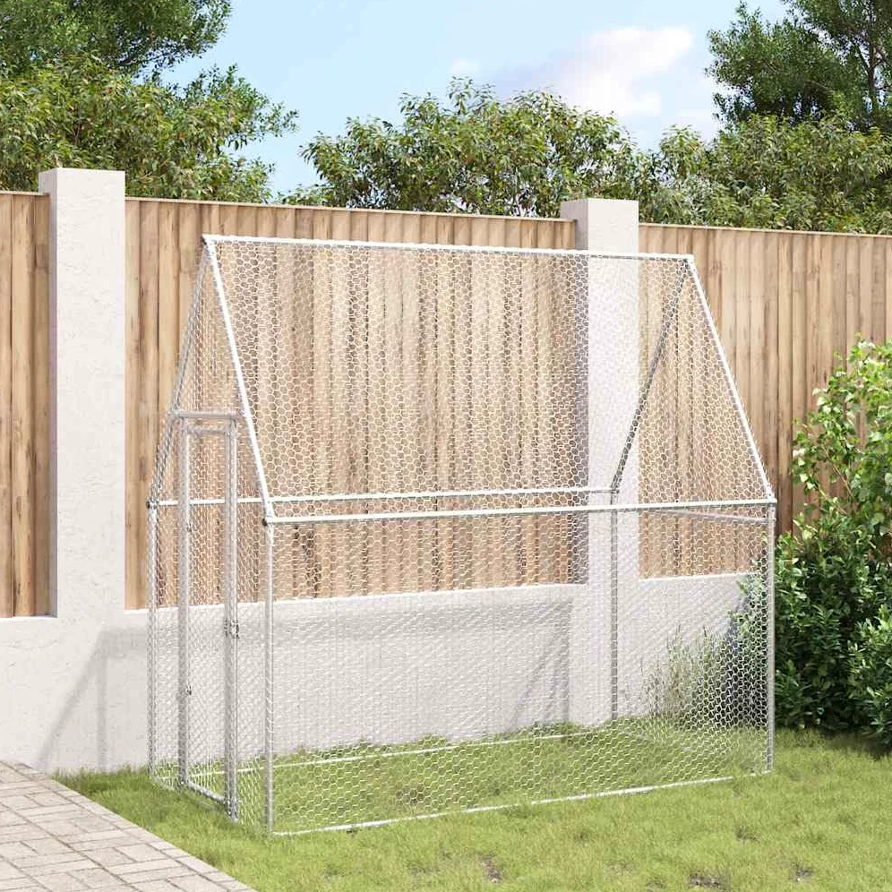 Gallinero de acero galvanizado 200x100x190 cm, gran espacio de actividad para gallinas, patos, conejos y gansos, con puerta bloqueable para seguridad exterior