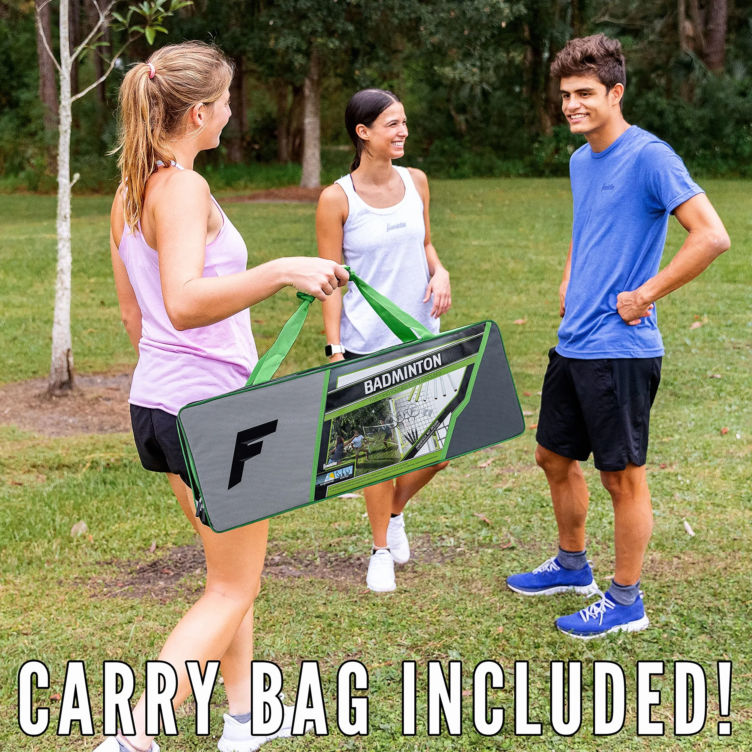 Franklin Sports Juego de bádminton 4 Raquetas de Acero Red Volantes Bolsa de Transporte