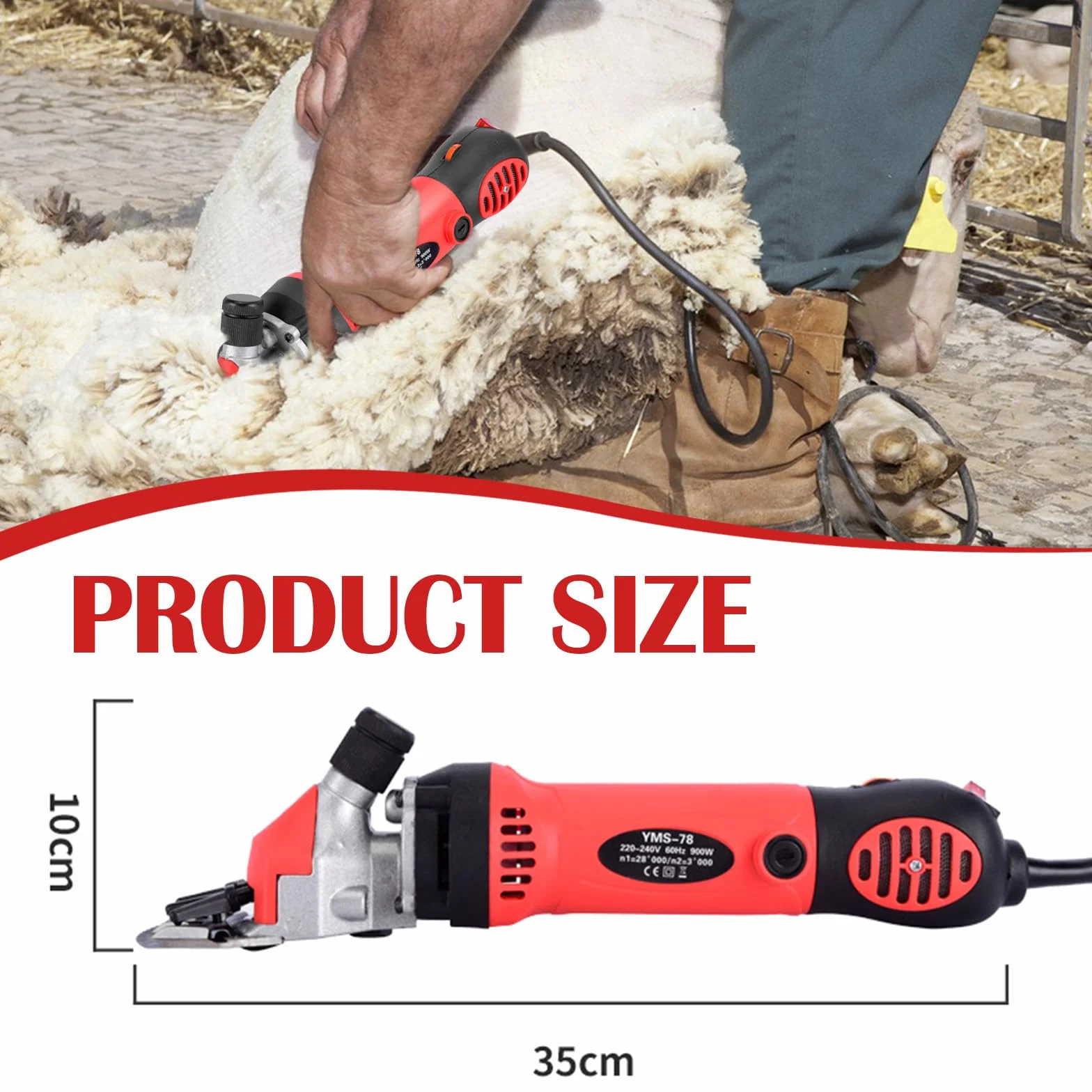 Maquina Esquilar Ovejas 900W, Tijeras Eléctricas Profesionales para Ovejas y Caballos con Estuche y 6 Velocidades