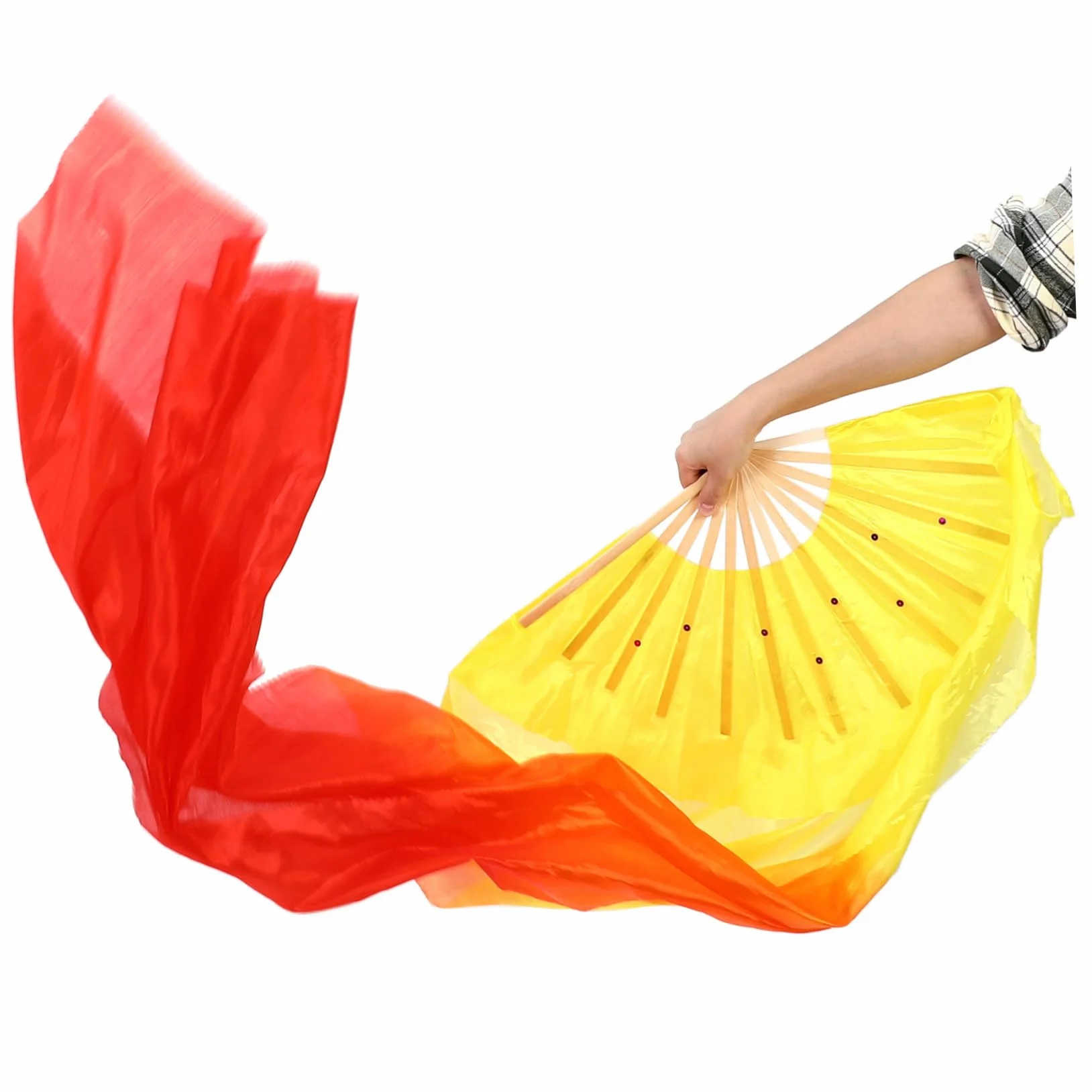 YARNOW Abanico Bailarín de Bambú y Seda Color Degradado para Danza del Vientre