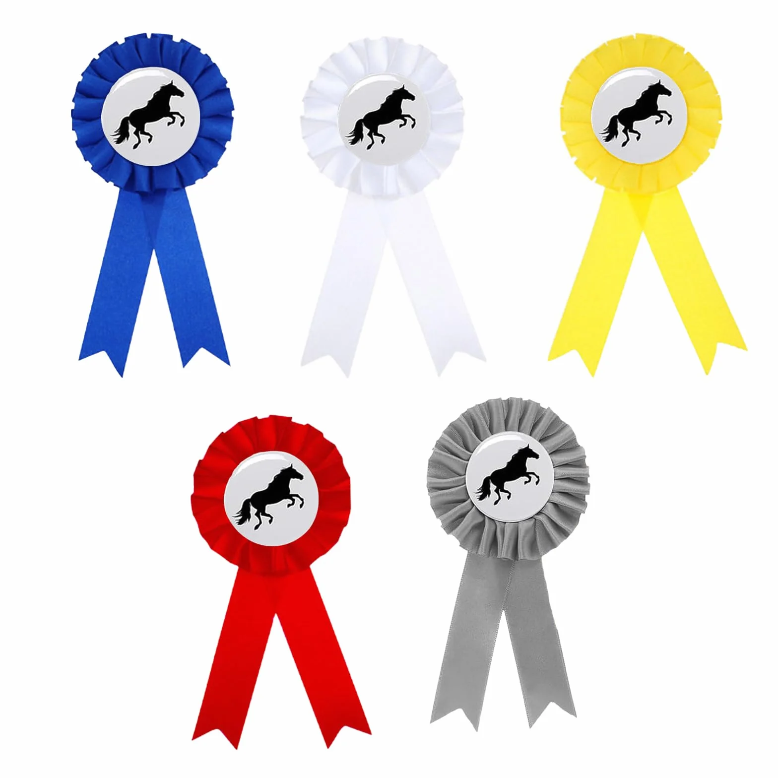 5 Piezas Insignias Hobby Horse 5 Colores Caballo Balancin Caballo Juguete Ideales para Niños Aficionados a la Equitación Eventos Deportivos Concursos Talento y Decoración Fiestas