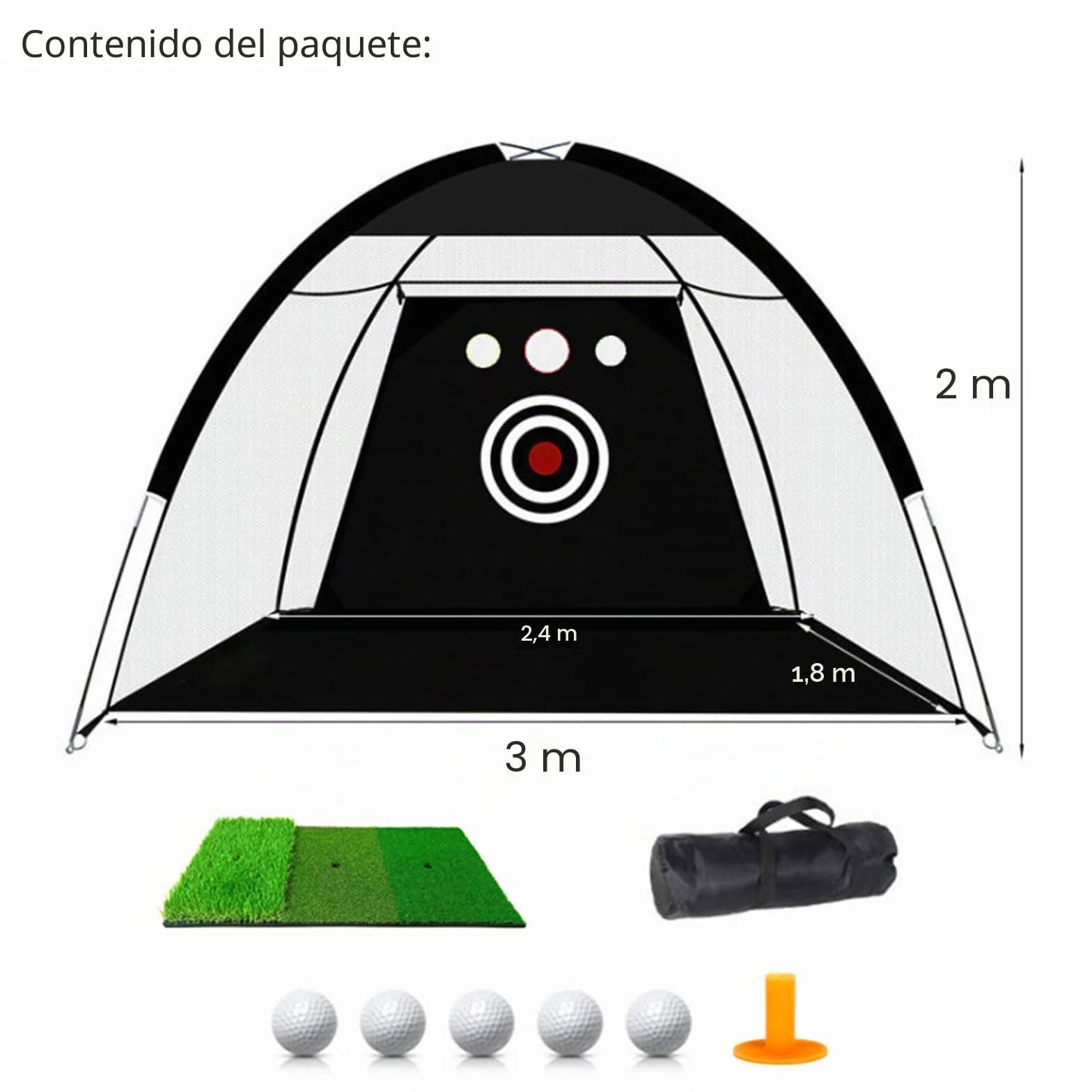 Red de práctica de golf 10x7 pies (300x200 cm) con alfombrilla de triple césped y objetivo de nailon para entrenamiento