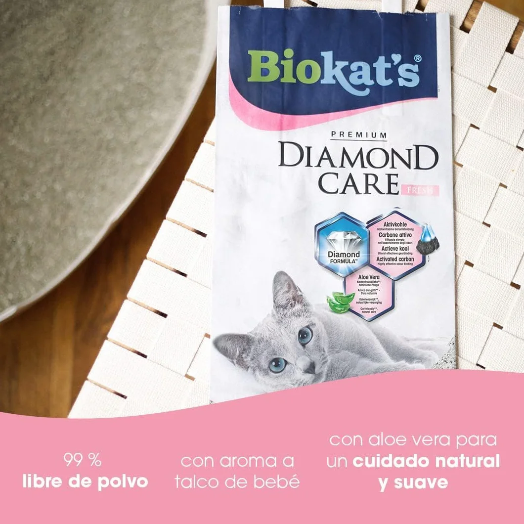 Biokat's Diamond Care Fresh, con fragancia - Arena fina con carbón activo y aloe vera 1 saco (1 x 10 l)