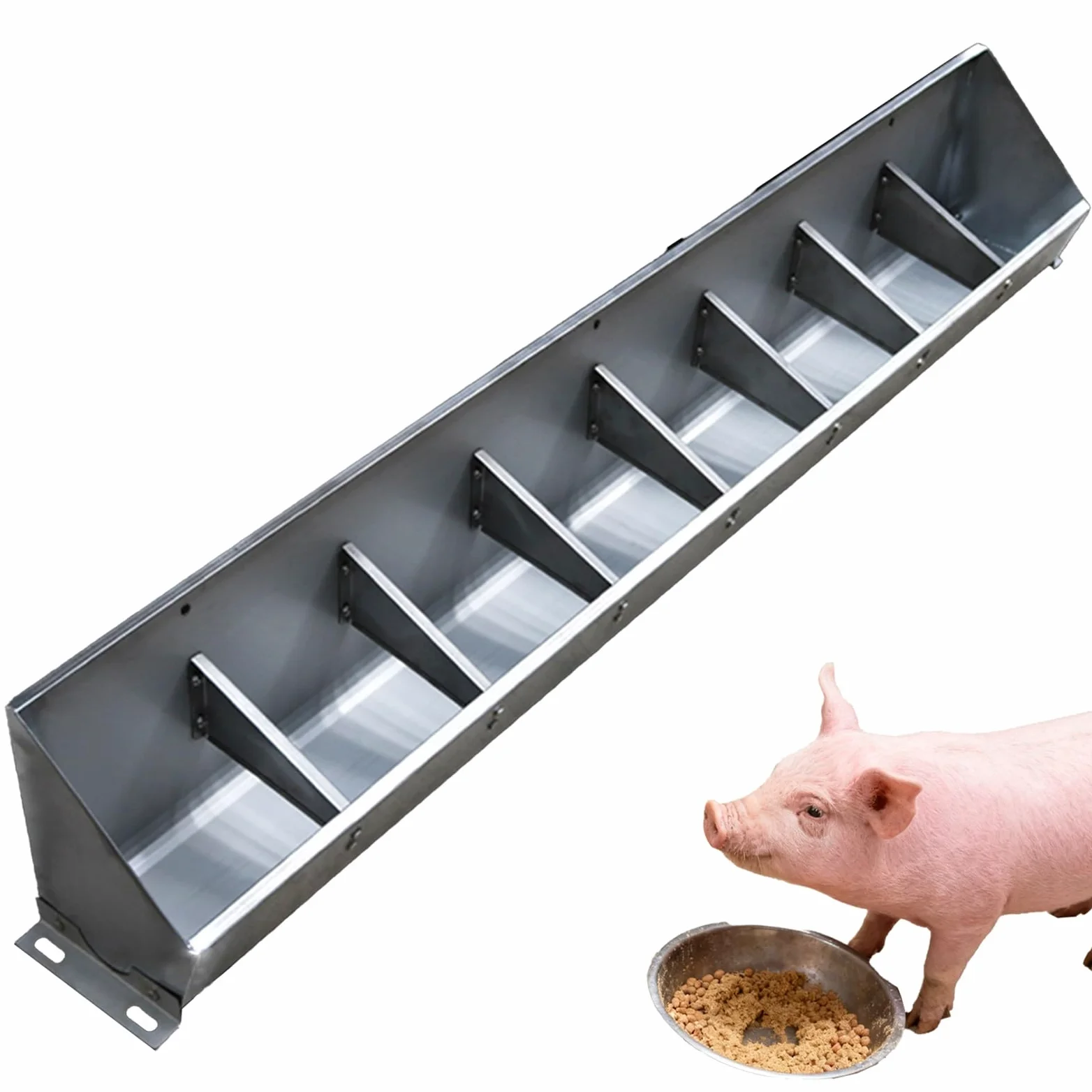 Comedero Grande para Ganado (Cerdos, Vacas y Cabras) - Comederos y bebederos duraderos para heno, Opciones de 4/5/8/10 plazas, 150 cm de Largo (4,9 pies) Animales de Granja